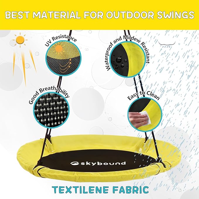 SkyBound Tree Swing Saucer Swing - 600LB Weight Capacity - Outdoor Swing with Hanging Straps - Waterproof Tree Swings for Kids - Tire Swings for Trees - Durable Flying Swing Seat for Children