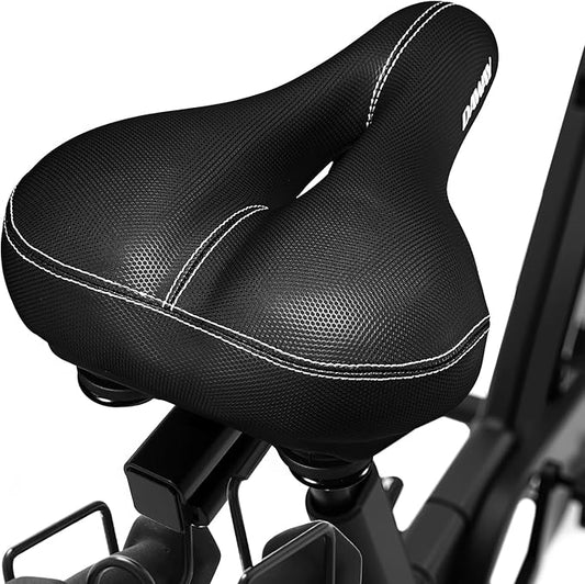 DAWAY Comfortable Men Women Bike Seat - Soft Memory Foam Padded Bicycle Seat, Bike Saddle Replacement with Wide Cushion for Peloton, Mountain & Exercise Bikes, Shock Absorbing, Waterproof, Universal