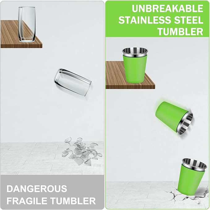 Stainless Steel Cups for Kids, 12oz Kids Cups with Straws and Lids Leak Proof, Unbreakable Toddler Cups with Silicone Sleeves for Hot or Cold Drinks, 6 Count