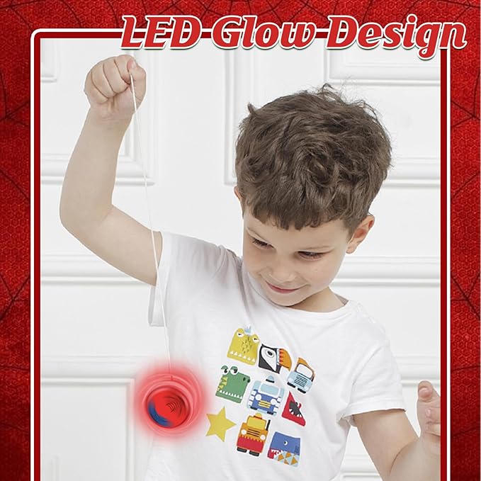 24 Pack Spider-Themed LED Light Up Yo Yo Balls Party Favors for Kids, Back to School Classroom Prizes, Superhero Yo Yo Bulk Toys for Boys Girls