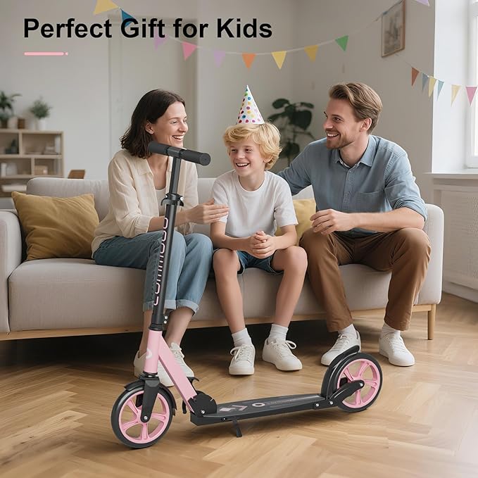 Kick Scooter for Kids 5-12, Teens, Foldable Lightweight Adult Scooter with 8 Inch Wheels, Max Load 240 LBS, Gift for Childs