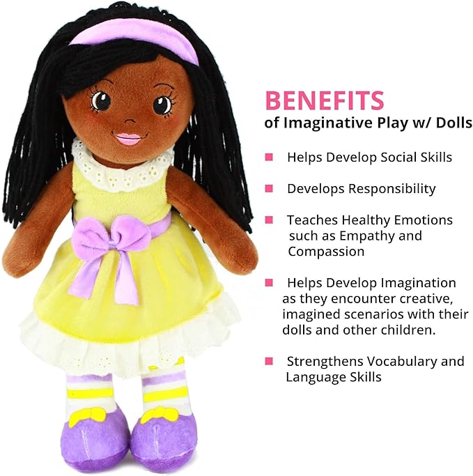 Playtime by Eimmie 14" Soft Baby Doll for Girls (Kaylie) - Plush Rag Doll for Toddlers & Infants, Washable Stuffed Toy with Sensory Fabric Body - Great for Baby Showers, Birthdays & Special Occasions