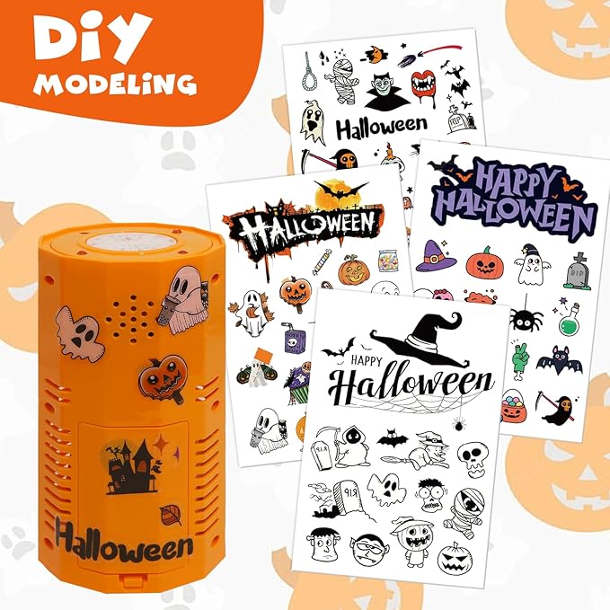 Halloween Bubble Machine with DIY Sticker,Portable Automatic Bubble Machine with Lights and Spooky Sound Effects/DIY Sticker,Bubble Maker Toys for Kids & Adults Outside Activities Parties Halloween