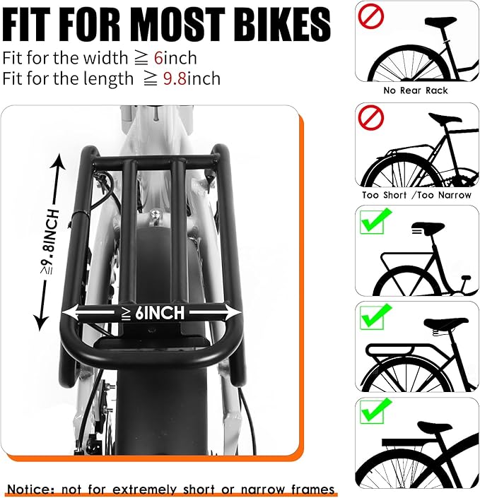 Rear Bike Rack Bag, 13.5L Waterproof Bicycle Ebike Saddle Bag Bicycle Trunk Pannier Rear Seat Bag with Reflector, Cycling Bike Carrier Backseat Storage Luggage for Commuter Travel