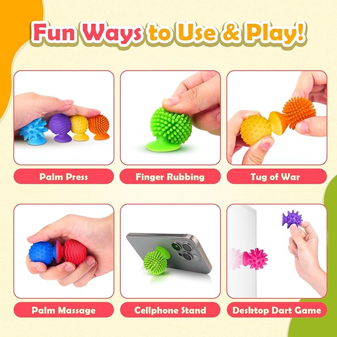 Sensory Fidget Toys Kids Adults ：20 Pack Textured Suction Cup Sensory Toys for Kids with Autism- Bulk Fidgets for Students Classroom Prize-Squishy Bath Calm Down Corner Supplies for Boys Girls Gifts