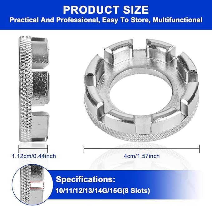 Bicycle Spoke Wrench Tool, Hardened Steel 6-in-1 Spoke Rim Tool for Adjusting and Repairing Bicycle Wheel Tension