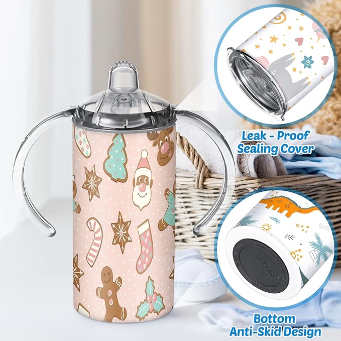 12 Sets 12 oz Sublimation Blanks Sippy Cups for Toddlers Insulated Stainless Steel Kids Sublimation Tumbler Cups with Lids and Straws, 2 Heat Tape, 12 Polymer Thermal Transfer Coating, Coaster, Brush