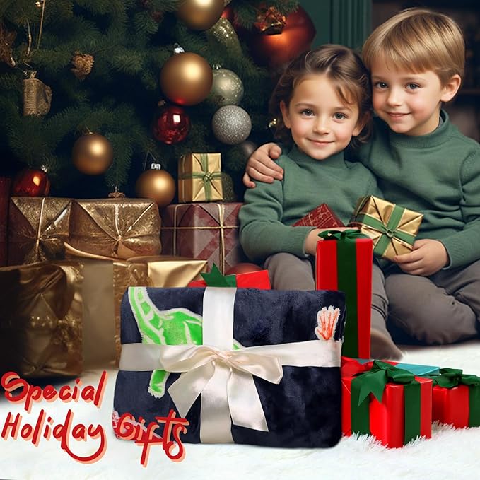 Dinosaur Gifts Toys for Kids Boys - Glow in The Dark Dino Blanket Birthday Gifts for Boys Age 3 4 5 6 7 8 9 10 Year Old Child Teen Toddler Dinosaur Room Decor 60"x80"