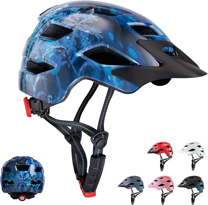 Kids Bike Helmet for Boys & Girls Ages 5-8-14,Lightweight Adjustable 50-57cm Bicycle Helmet with Visor & Reflective Strap，CPSC Certified for Cycling, Skating, Scooters