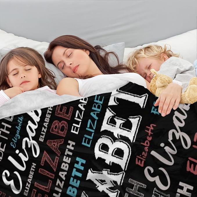 Ship Next Day, Personalized Baby Blanket with Name - Printed in USA, Custom Name Blanket for Boys Girls Kids, Customized Flannel Blankets Gifts for Teen Shower Toddlers Christmas Brithday