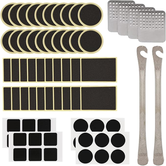 70 Pcs Bike Tire Repair Kit Contains 24 Pcs of Vulcanized Tire Patch
