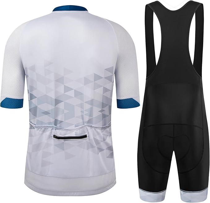 GCRFL Men's Cycling Jersey Set Road Bike Shorts Sleeves Jersey Zipper Pokcet Bib Shorts with Padded, Cycling Clothing kit Men