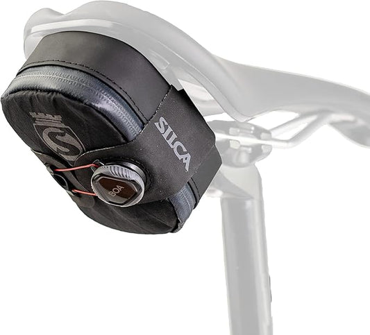 SILCA Mattone Under Seat Bag for Bicylces with Zipper and Waterproof Zipper and BOA mounting System (Small, Black)