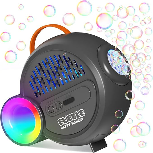 Bubble Machine for Kids Toddlers,Automatic Bubble Maker with RGB Light,Rechargeable Type-C Charge Bubble Blower,Bubble Toy for 3 4 5 6 7 Year Old Boy Girl,Outdoor Party Wedding Birthday Gifts(Gray)