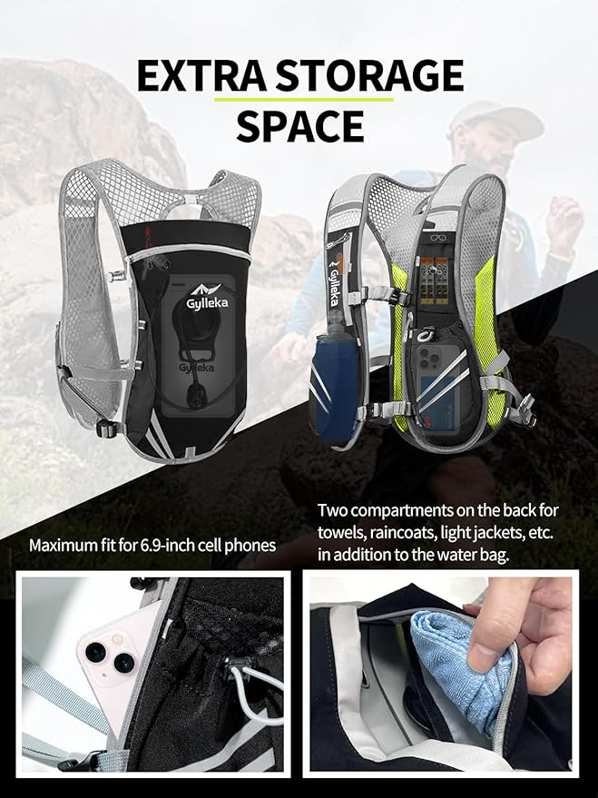 Hydration Backpack, Lightweight Breathable Reflective Pack Adjustable Chest Straps for Running, Marathons, Cycling, Hiking, Trail Vest
