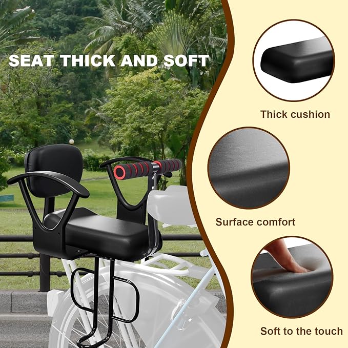 Rear Child Bike Seat with Thick Backrest, Rear Child Bicycle Seat Design for Children Aged 2 to 8 Years Old, One Size (Black-a)
