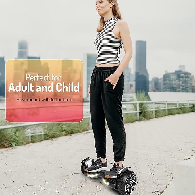 8.5” All Terrain Hover Board, Off Road Self Balancing Scooter with Bluetooth and LED Lights, UL2272 Safety Certified (Black)