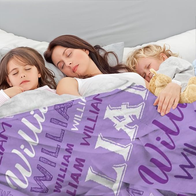 Ship Next Day, Personalized Baby Blanket with Name - Printed in USA, Custom Name Blanket for Boys Girls Kids, Customized Flannel Blankets Gifts for Teen Shower Toddlers Christmas Brithday