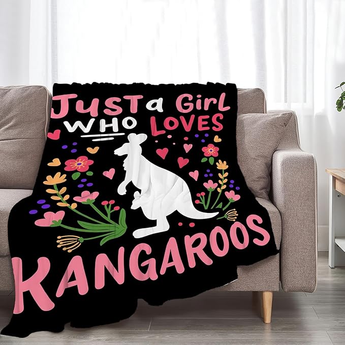 Just A Girl Ultra Soft Cozy Kangaroos Throw Blanket Fleece Fuzzy Plush Bedding - Kangaroos Lover Gifts for Women, Girls, Kids, Adults - 80"x60"