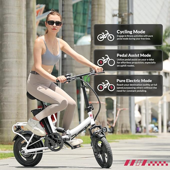 S14/S16 Electric Bike for Adults, Max 19/22 MPH Speed & 28/50 Miles Range (PAS), 500W/750W Peak Motor, Foldable, Lightweight, Shock Absorbers, UL 2849 Certified Ebike