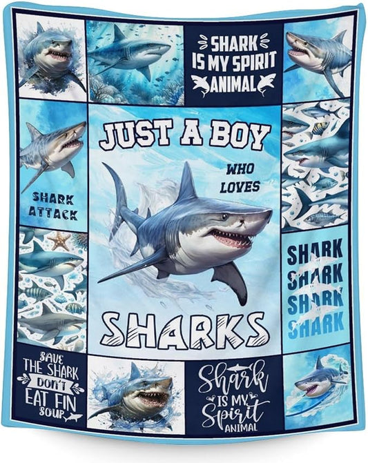 Shark Gifts for Boys - Soft, Lightweight Shark Throw Blanket - 40 x 50 Inches Colorful Cute Blankets Stuff for Couch, Sofa