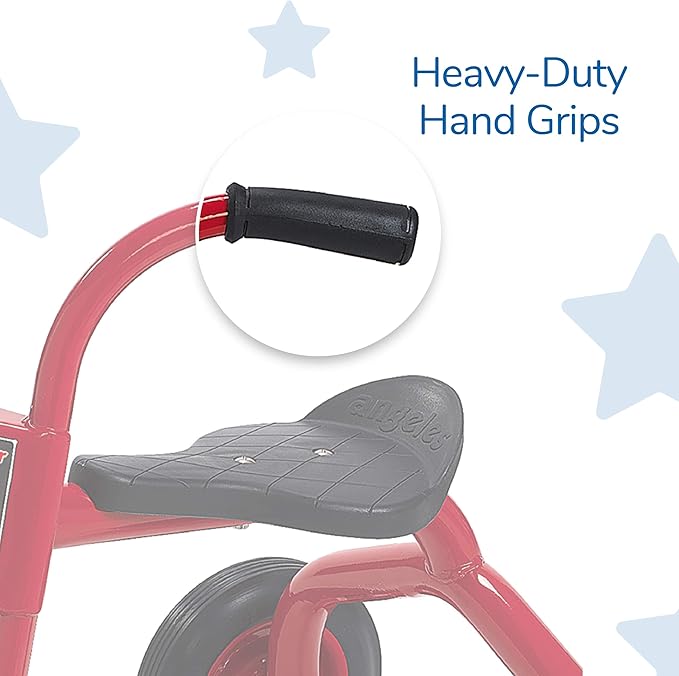 CLASSICRIDER Toddler Trike, Kids Tricycle for Riders Ages 3 and up, Preschool, Daycare, Playground Kids Tricycles, Rubber Tires, Red/Black, 10" Pedal Pusher LT