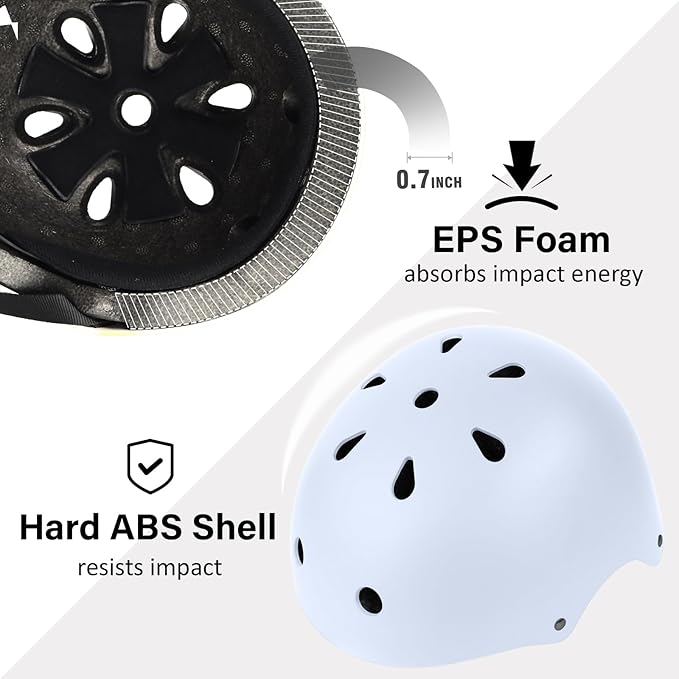 Skateboard Bike Helmet, Lightweight Adjustable, Multi-Sport for Bicycle Skate Scooter, 3 Sizes for Adult Youth & Kids