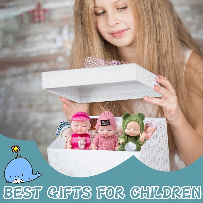 Haawooky 10 Pcs Mini Baby Dolls,Cute Tiny Baby Doll Gifts for Kids,Lifelike Realistic Small Baby Dolls for Girls Boys and Kids Big Easter Birthday Gift