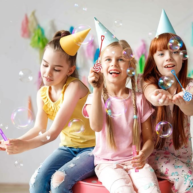 AFZMON 24 Candyland Party Favors Bubble Wands for Kids, Sweet Candy Mini Bubbles Wand Toys, Lollipop Theme Birthday Party Supplies Goodie Gift Bag Stuffers Pinata Classroom Prizes