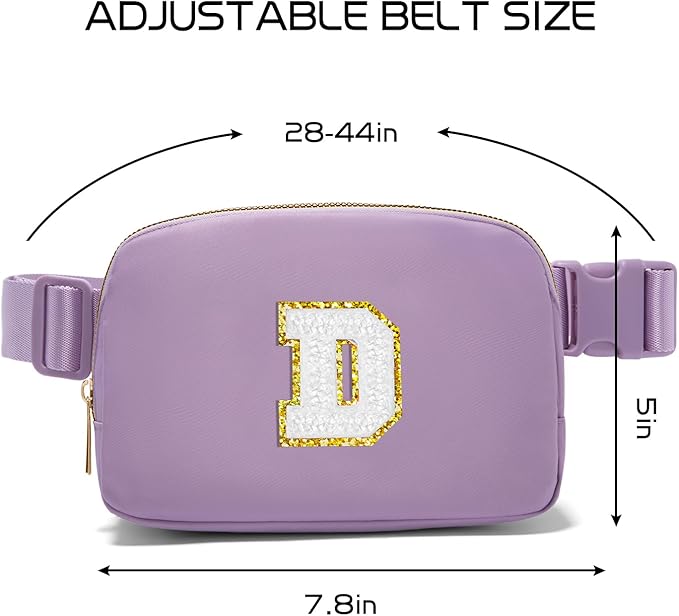 Gitus Birthday Gifts for 8 9 10 11 12 13 Year Old Girls Personalized Fanny Pack Crossbody Bags with Initial Letter Patch Belt Bag for Teen Girls Cute Trendy Stuff Travel Essentials (Lavender-D)