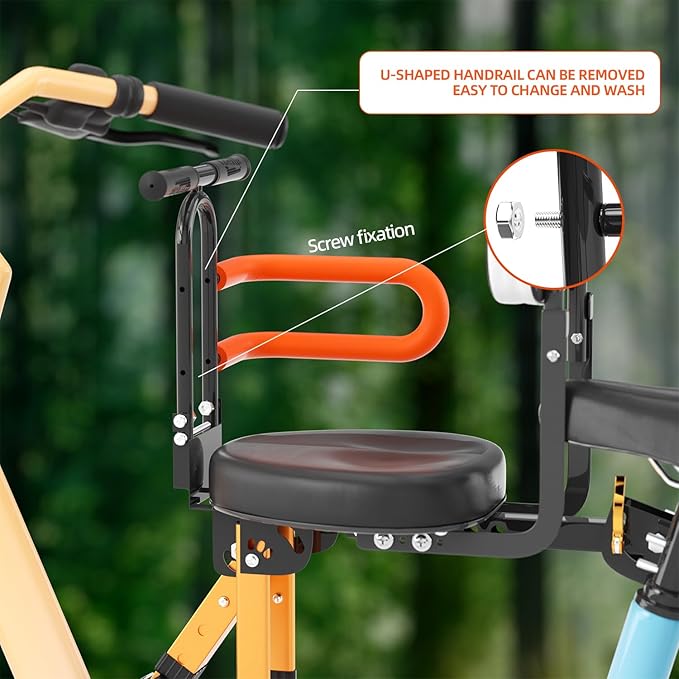 Child Bike Seat - Front Mount, Kids Bike Seat for Adult Bike,Retractable Baby Bike Seat Front Mounted, Toddler Bike Seat for Children 2~6 Years