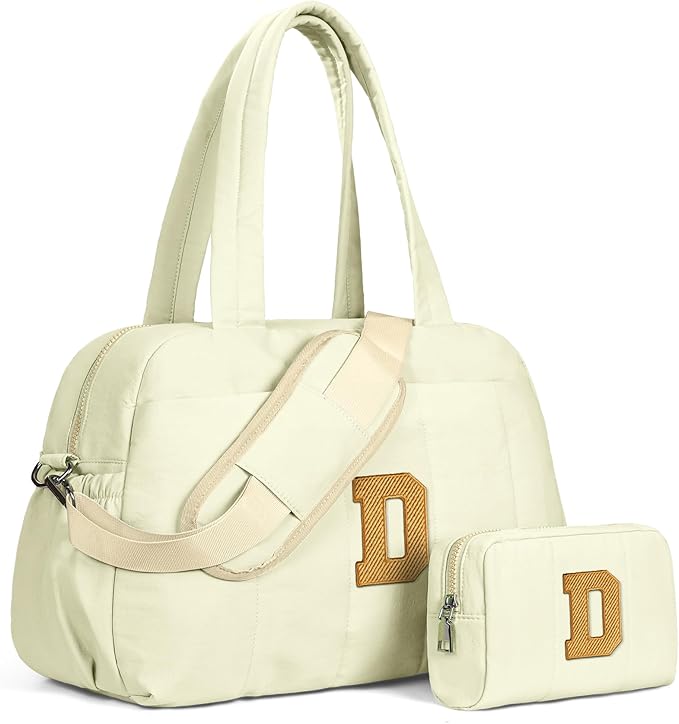Birthday Gifts for Teen Girls-Duffle Bag for Travel Women, Travel Bags，Bridesmaid Gifts-Initial Overnight Bag with Wet Pocket，Weekender Bags Personalized Tote with Makeup Pouch