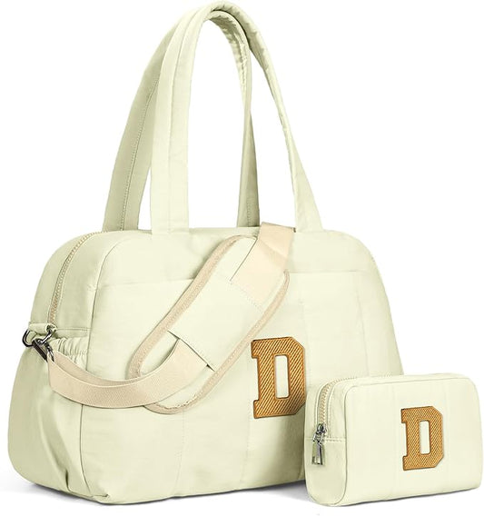Birthday Gifts for Teen Girls-Duffle Bag for Travel Women, Travel Bags，Bridesmaid Gifts-Initial Overnight Bag with Wet Pocket，Weekender Bags Personalized Tote with Makeup Pouch