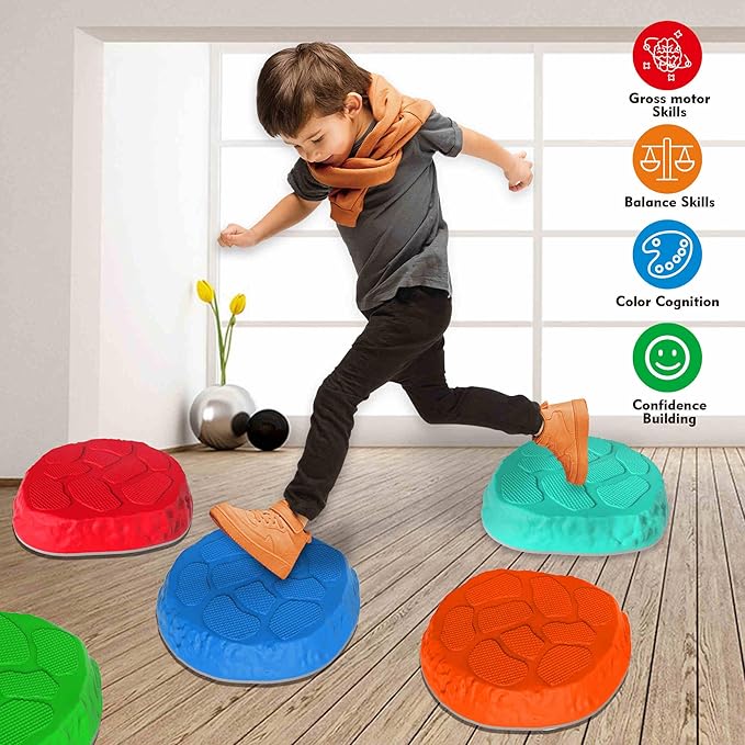 Stepping Stones for kids,8/12 PCS Durable Non-Slip Balance Stones Indoor Outdoor toys for toddlers develope Kids Balance and Coordination Skills