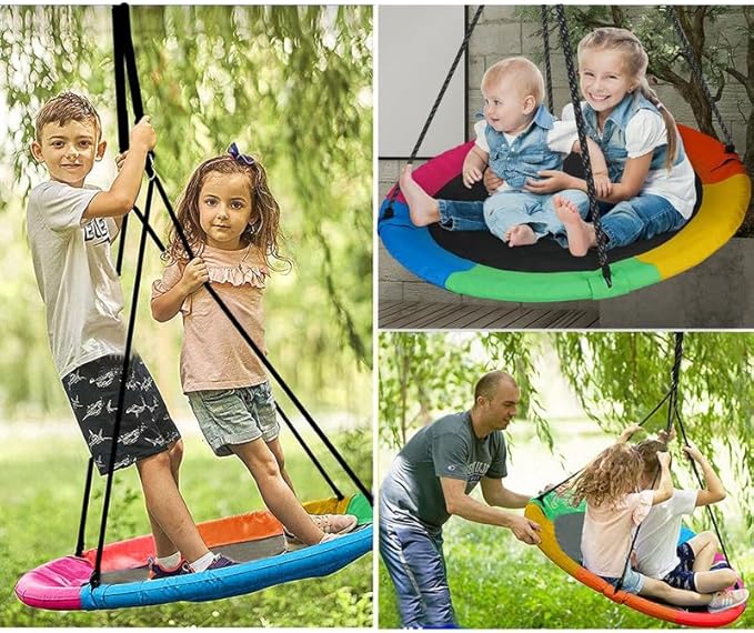 RedSwing 43" Flying Saucer Tree Swing for Kids, Waterproof Large Round Swings Seat with Adjustable Hanging Straps for Outdoor Indoor Backyard Playground, Six Colors