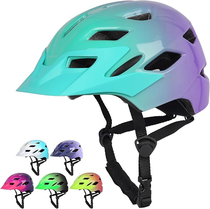 Kids Bike Helmet,Bavilk Kids Boys Girls Bike Helmets with LED Light Detachable Visor Children Youth Teen Multi-Sport for Skating Cycling Scooter Skateboard Adjustable & Lightweight 19.7"-22.4"