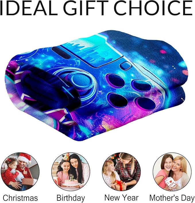 Personalized Kids Gaming Blanket Gift - Warm Gamer Boys Blankets and Throws for Bed, Couch