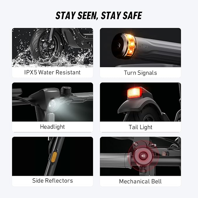 NIU K100F/K300X Electric Scooter Adults - 600W-900W Peak Power, 18-41 Max Range, Top 17.4-23.6 MPH, Portable E Scooter w/Suspension for Commute, Sup. Turn Signal, Folding Handlebars(Only K100F)