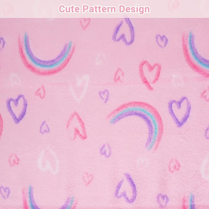 Viviland Kids Rainbow Print Throw Blanket for Boys and Girls, Warm Lightweight Plush Fleece for Sofa, Chair, Couch, Bed, 30" x 40"