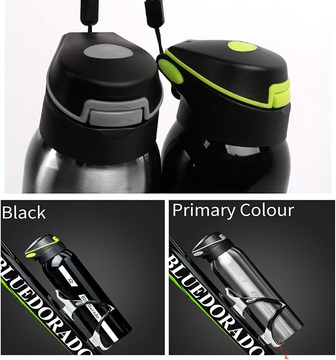 Stainless Steel Cycling Mug, Insulated Bike Water Bottle with Straw Lid & Flex Cap, BPA-Free, 18 Oz