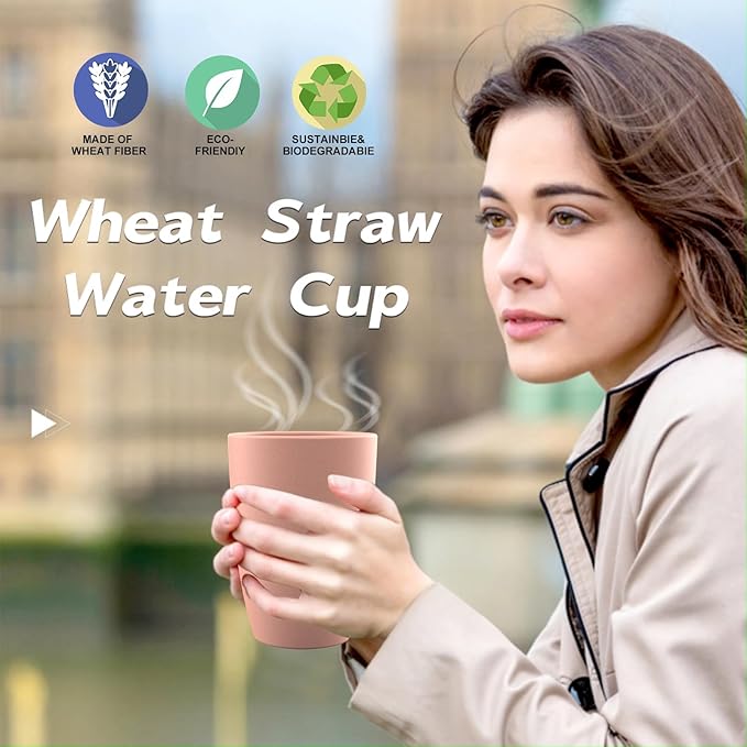 unbreakable wheat straw cups 20oz set of 6 with textured pattern anti slipping,large plastic drinkings cups microwave safe and dishwahser safe.6-Mixed-Colors