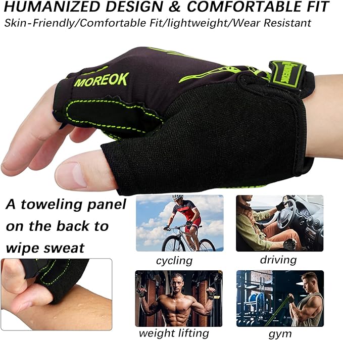 MOREOK Cycling Gloves Bike Gloves for Men/Women-[5MM Gel Pad] Half Finger Bicycle Biking Gloves for Cycling/Weight Lifting/Gym/Motorcycle/Rowing/Outdoor Sports