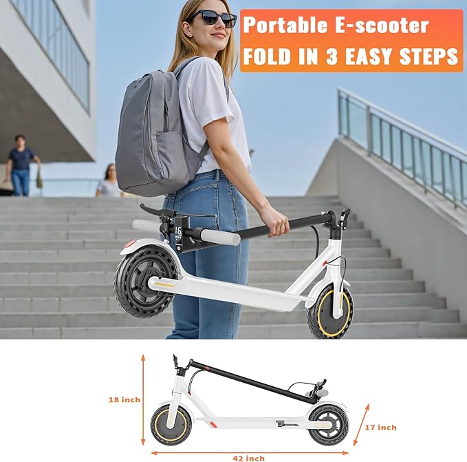 Electric Scooter for Adults - 350W/500W Motor, 8.5"/10" Solid Tire, Top Speed 19 MPH, Max 16-22 Miles Ranges, Load 265LBS, Aluminum Alloy Frame Foldable Commuting Escooter for Adults & Teens