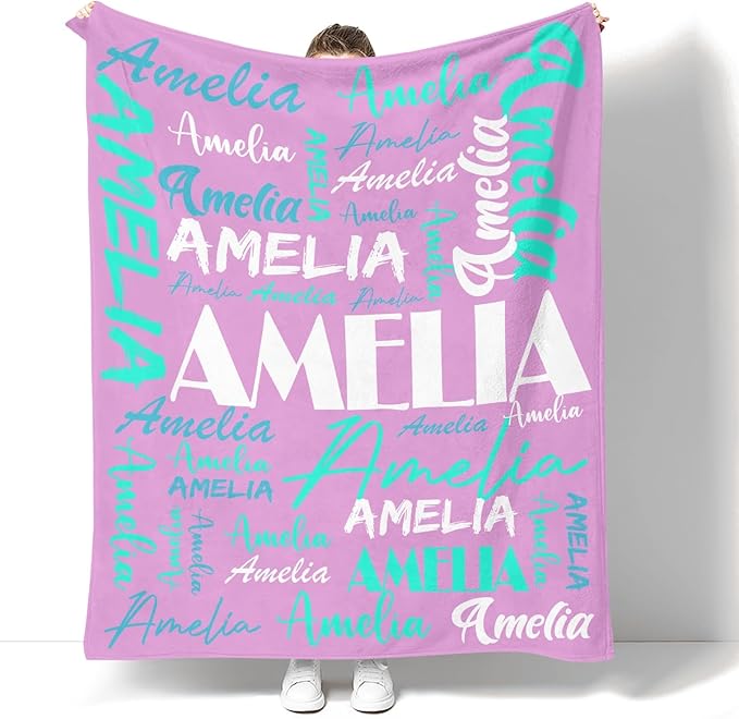 Dr.TOUGH Personalized Name Blanket Personalized Blanket for Adult Kids Flannel Customized Personalized Blankets and Throws