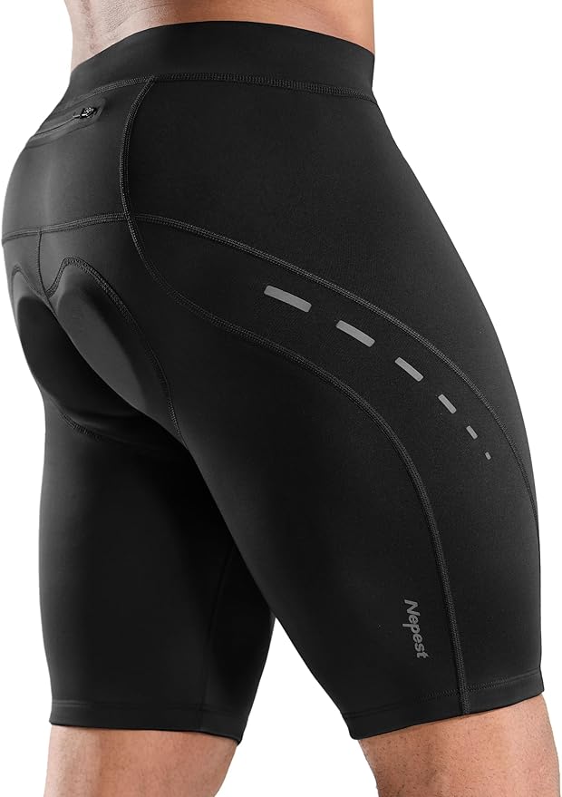 Nepest Men's Bike Shorts 4D Padded Cycling Road Biking Riding Biker Bicycle Mountain Cycle Shorts Zipper Pockets