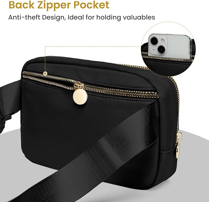 2025 Graduation Gifts for Girls Women Teen Her, Girl Belt Bag Crossbody Fashion Waist Packs Cute Trendy Stuff Essentials Accessories (Black,F)