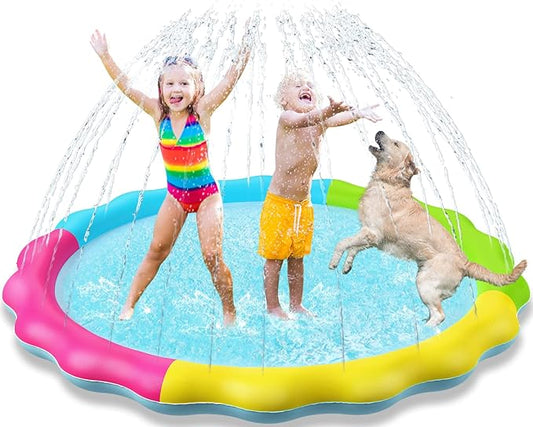 Jasonwell Splash Pad Sprinkler for Kids Splash Play Mat Outdoor Water Toys Inflatable Splash Pad Baby Toddler Pool Boys Girls Children Outside Backyard Dog Sprinkler Pool Age 1 2 3 4 5 6 7 8 9 L