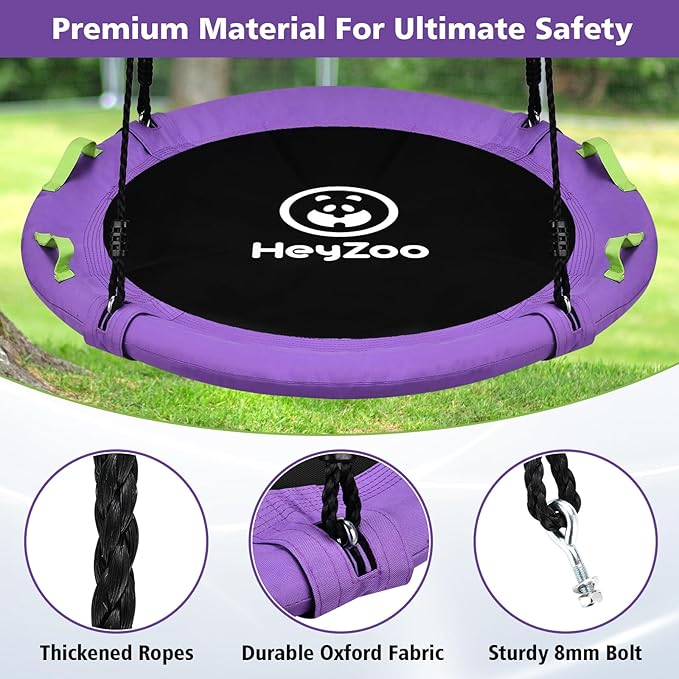 48 inch Tree Swing, Larger Saucer Flying Swing for Whole Family, 900lbs Weight Capacity, with Adjustable Hanging Straps, for Outdoor Playground, Purple