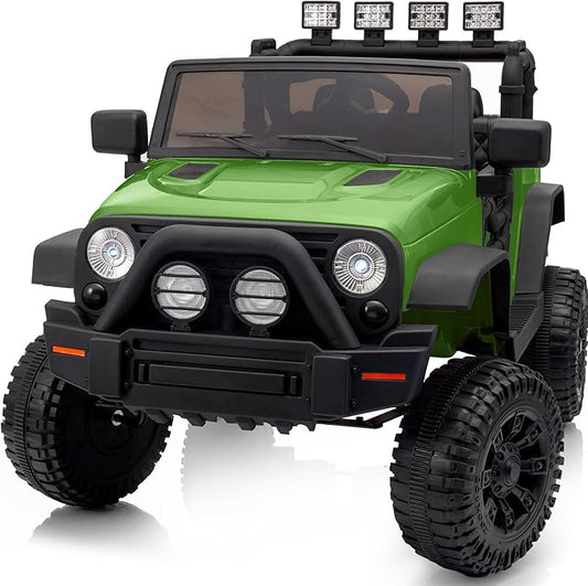Kids Ride on Car Toy, 12V Electric Car for Kids with Remote Control, LED Light - Army Green