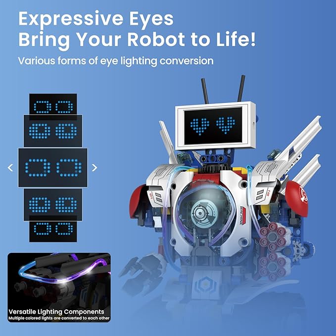 5-in-1 STEM Robot Building Kit for Kids Ages 6-16, Remote & App Controlled, Rechargeable Engineering Learning DIY Coding Toy, Educational Building Blocks Gift for Girls & Boys (603 PCS)